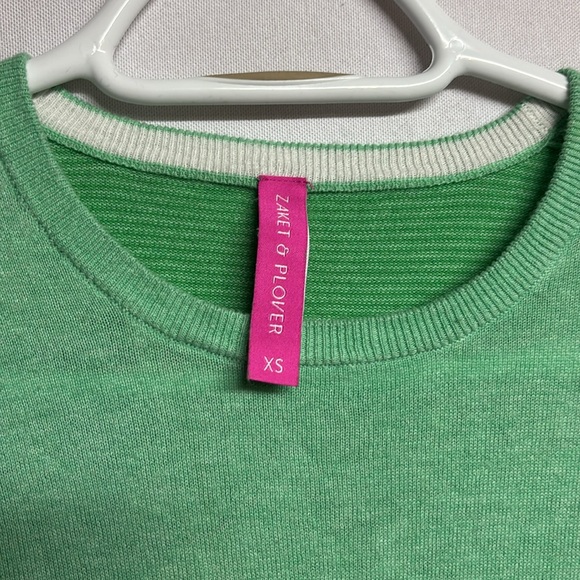 ZAKET & PLOVER Women’s Knit Sweater Green with Stripes Size XS - Picture 2 of 6